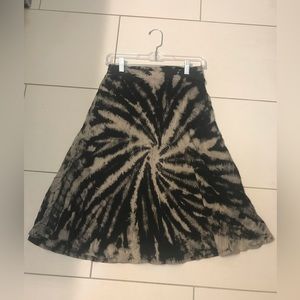 NWOT Hard Tail forever knee length ribbed tie die flared a line skirt size M